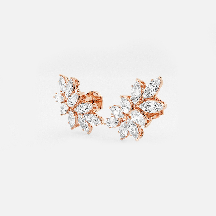 Pear &amp; Marquise Cluster Earrings - 6 ctw Pear &amp; Marquise Lab Grown Diamond Cluster Earrings