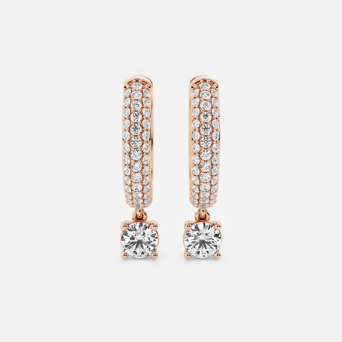 näas Bombë 7/8 ctw Round Lab Grown Diamond Huggie Hoop Earrings