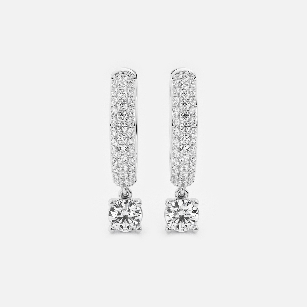 näas Bombë 7/8 ctw Round Lab Grown Diamond Huggie Hoop Earrings