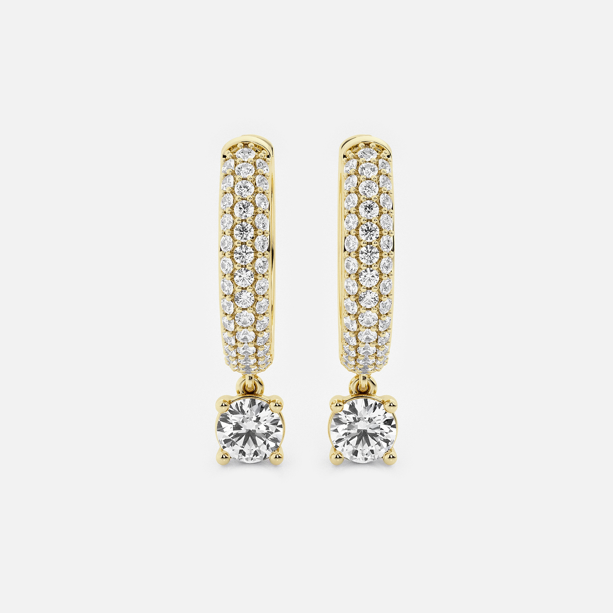 näas Bombë 7/8 ctw Round Lab Grown Diamond Huggie Hoop Earrings
