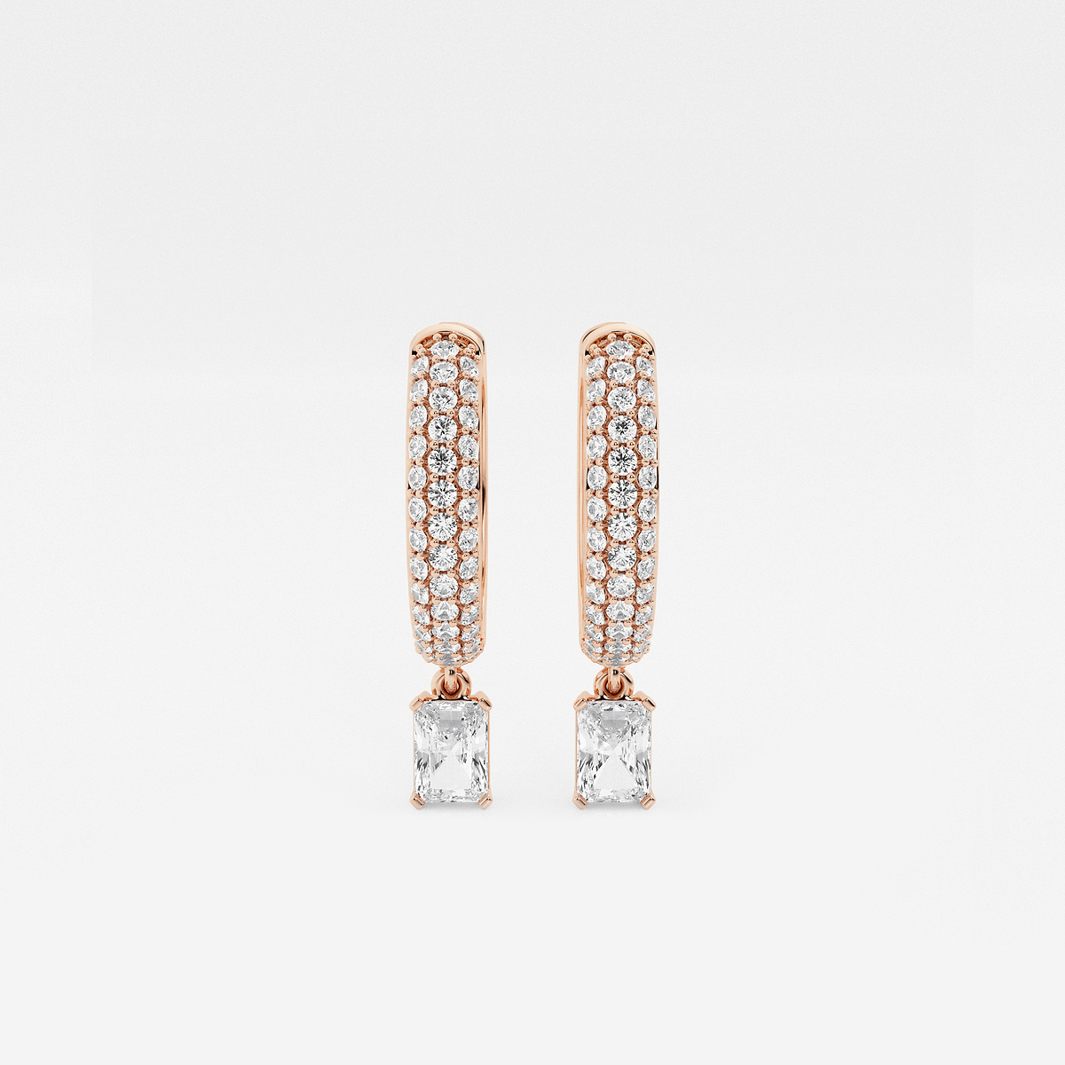 näas Bombë 7/8 ctw Radiant Lab Grown Diamond Huggie Hoop Earrings
