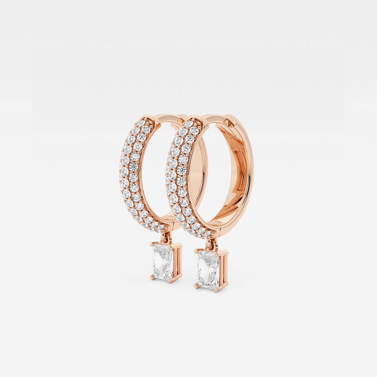 Additional Image 1 for  näas Bombë 7/8 ctw Radiant Lab Grown Diamond Huggie Hoop Earrings