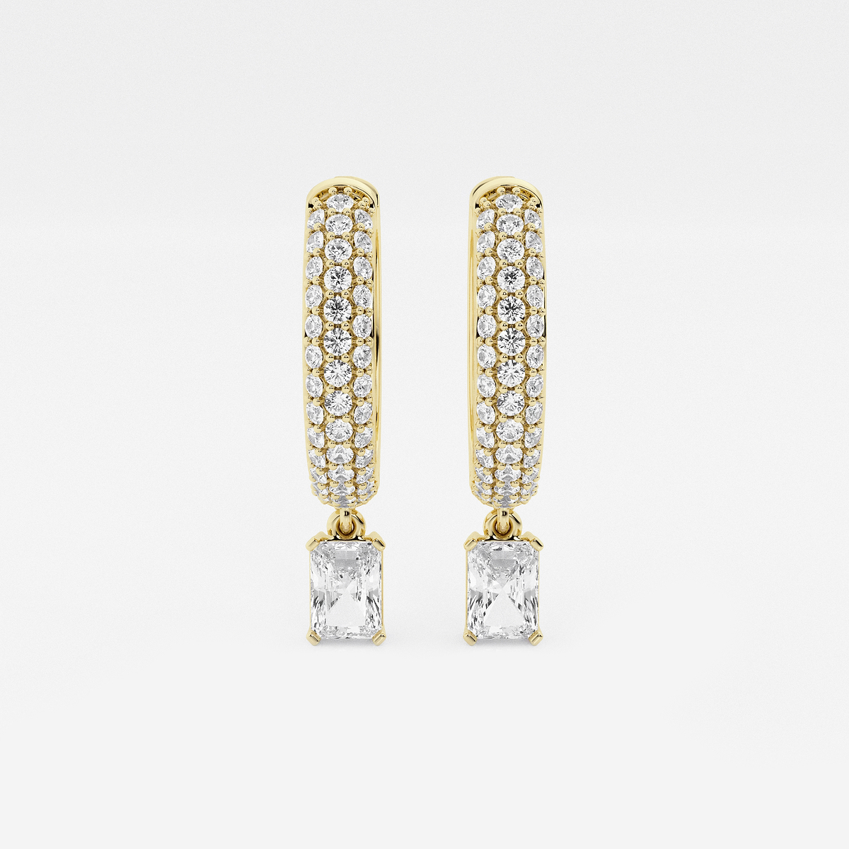 näas Bombë 7/8 ctw Radiant Lab Grown Diamond Huggie Hoop Earrings