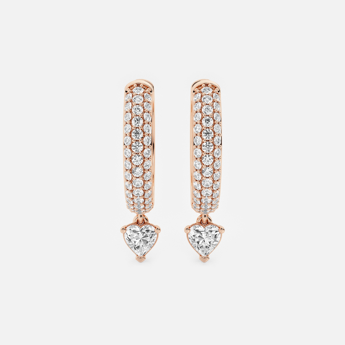 näas Bombë 7/8 ctw Heart Lab Grown Diamond Huggie Hoop Earrings