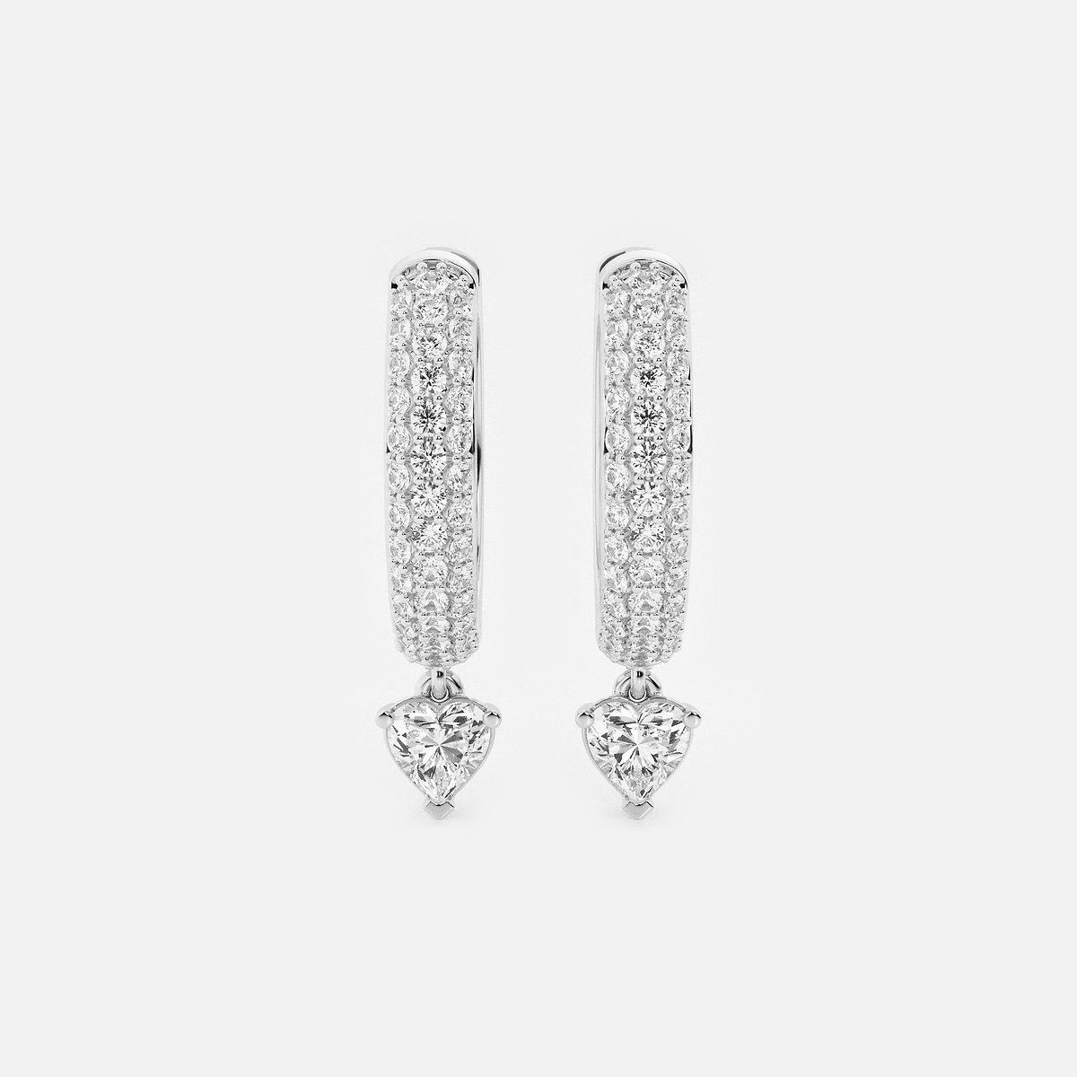 näas Bombë 7/8 ctw Heart Lab Grown Diamond Huggie Hoop Earrings