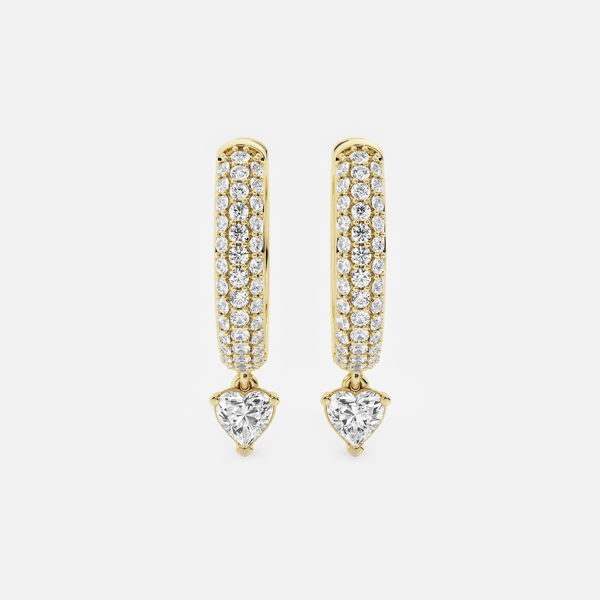 näas Bombë 7/8 ctw Heart Lab Grown Diamond Huggie Hoop Earrings