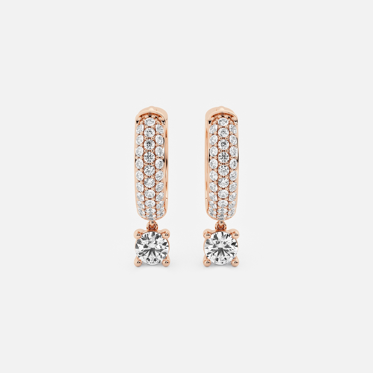 näas Bombë 2/3 ctw Round Lab Grown Diamond Huggie Hoop Earrings