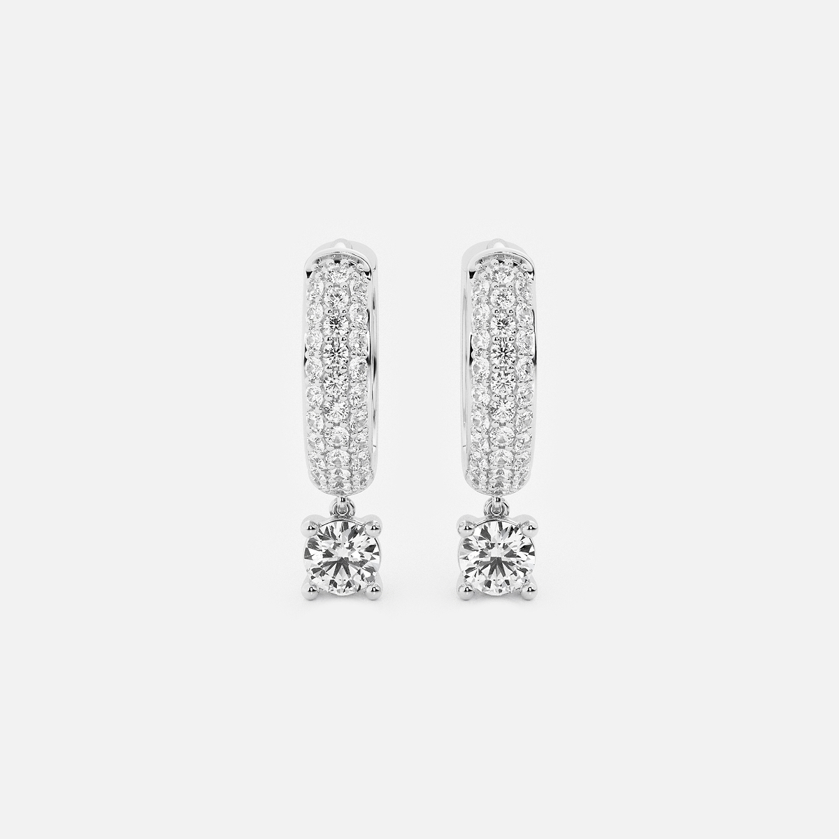 näas Bombë 2/3 ctw Round Lab Grown Diamond Huggie Hoop Earrings