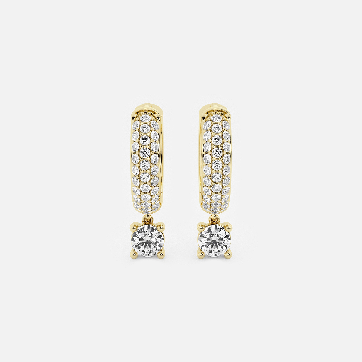 näas Bombë 2/3 ctw Round Lab Grown Diamond Huggie Hoop Earrings