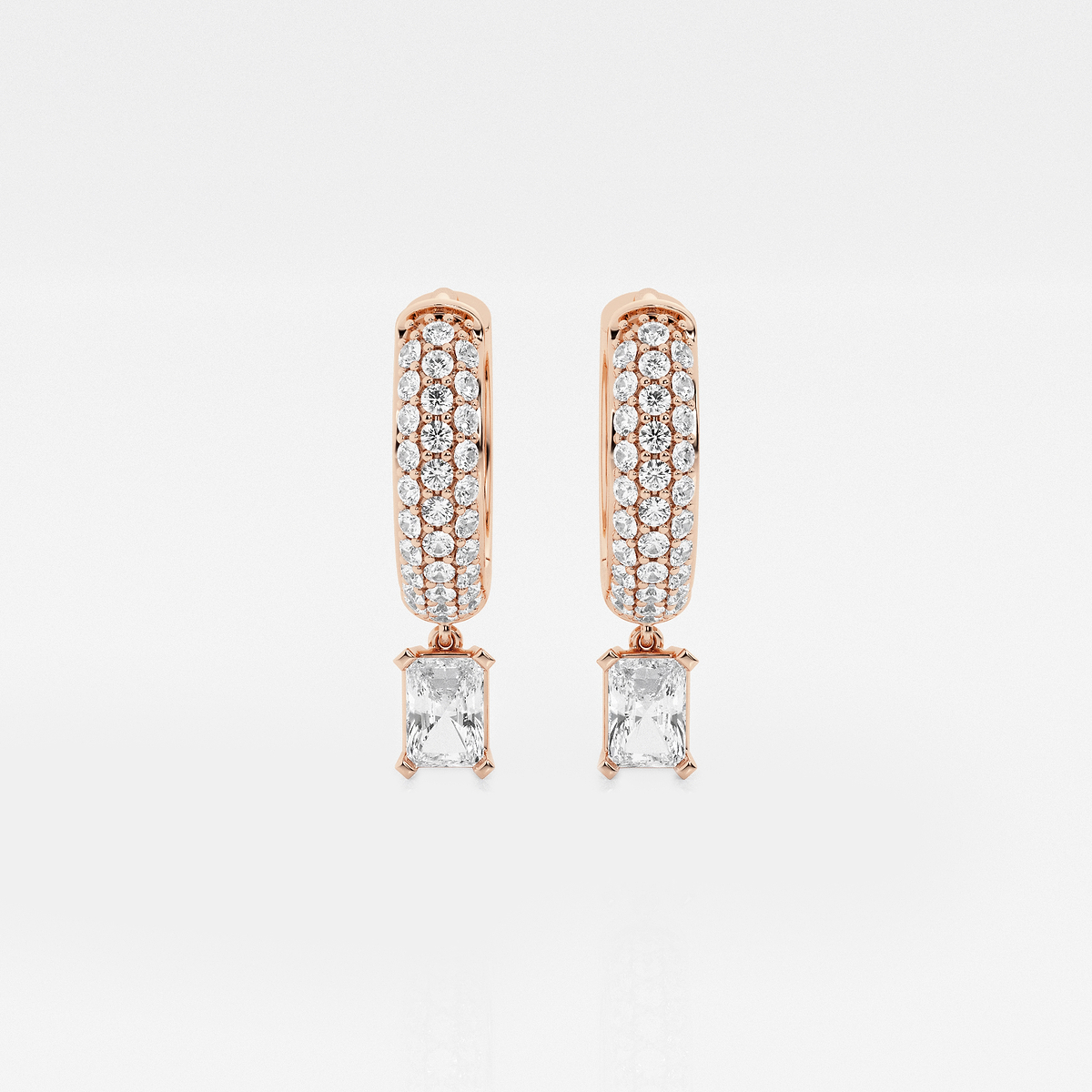 näas Bombë 2/3 ctw Radiant Lab Grown Diamond Huggie Hoop Earrings