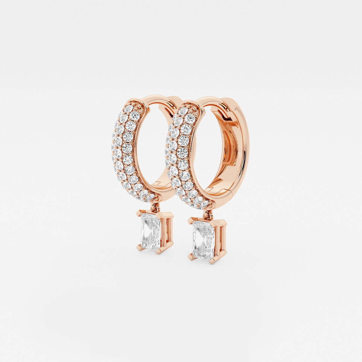 Additional Image 1 for  näas Bombë 2/3 ctw Radiant Lab Grown Diamond Huggie Hoop Earrings
