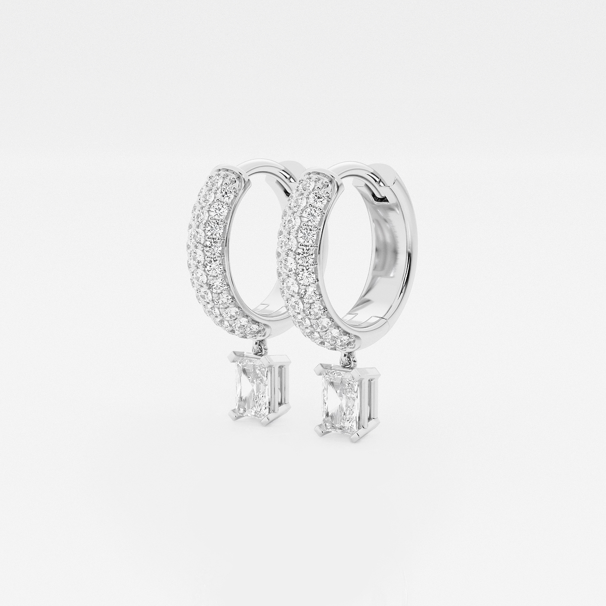 Additional Image 1 for  näas Bombë 2/3 ctw Radiant Lab Grown Diamond Huggie Hoop Earrings