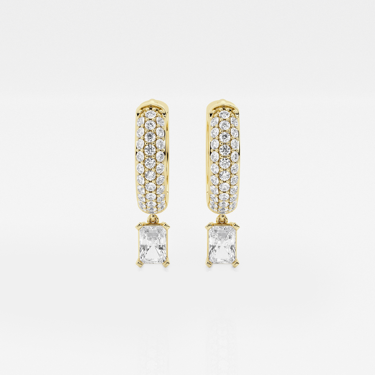 näas Bombë 2/3 ctw Radiant Lab Grown Diamond Huggie Hoop Earrings