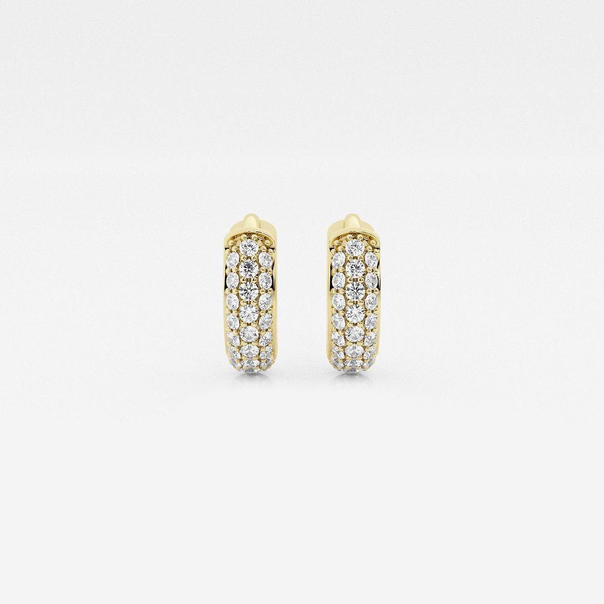 näas Bombë 1/4 ctw Round Lab Grown Diamond Second Piercing Huggie Hoop Earrings 14K Yellow Gold, F, VS2