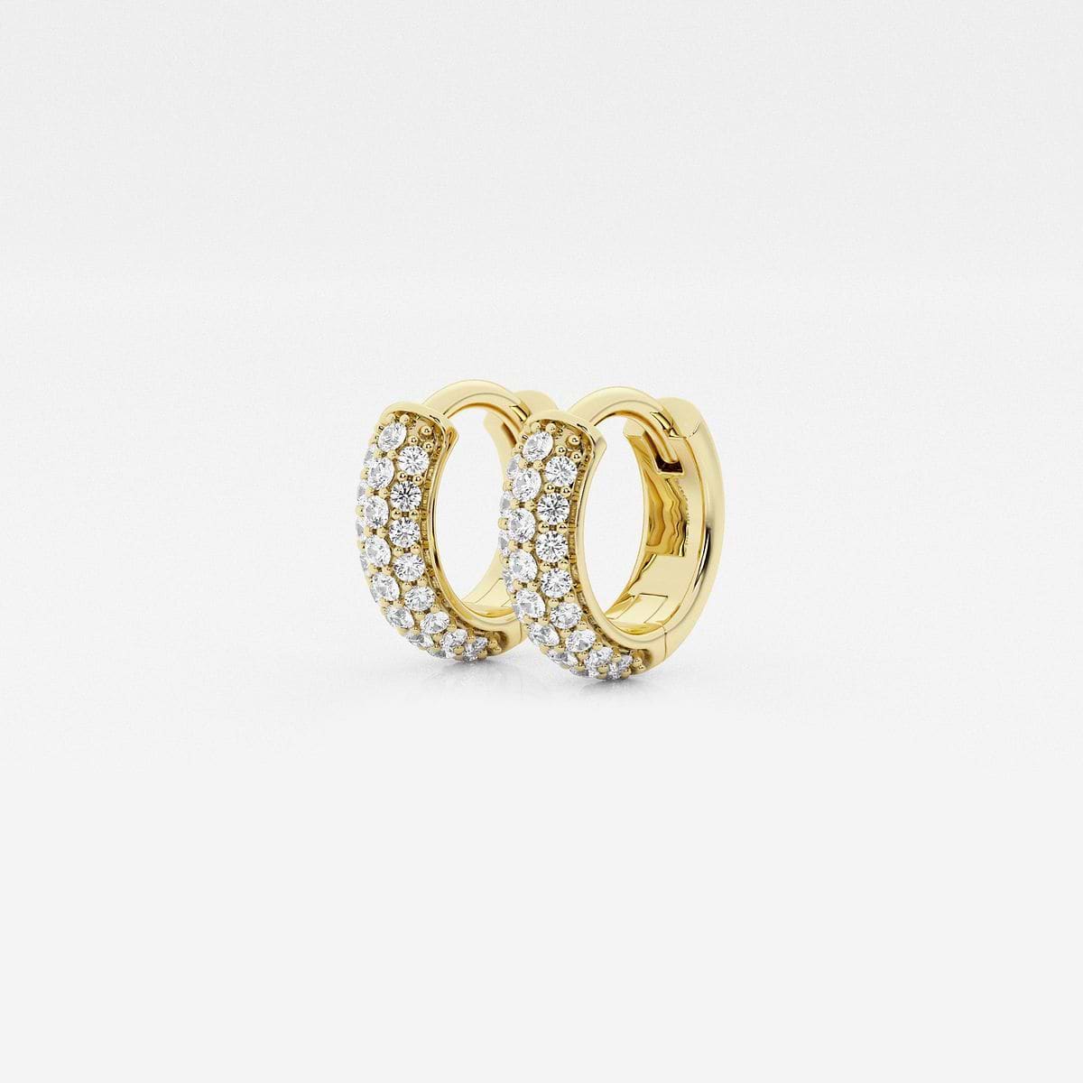 näas Bombë 1/4 ctw Round Lab Grown Diamond Second Piercing Huggie Hoop Earrings 14K Yellow Gold, F, VS2