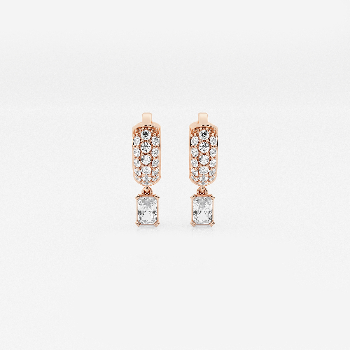 näas Bombë 1/3 ctw Radiant Lab Grown Diamond Third Piercing Huggie Hoop Earrings