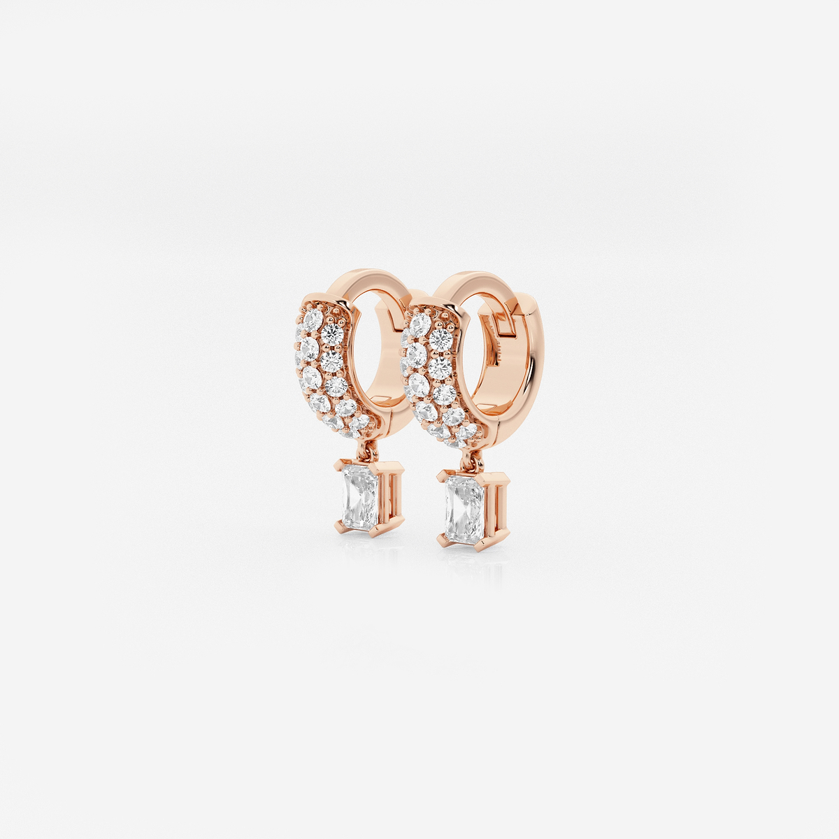 Additional Image 1 for  näas Bombë 1/3 ctw Radiant Lab Grown Diamond Third Piercing Huggie Hoop Earrings