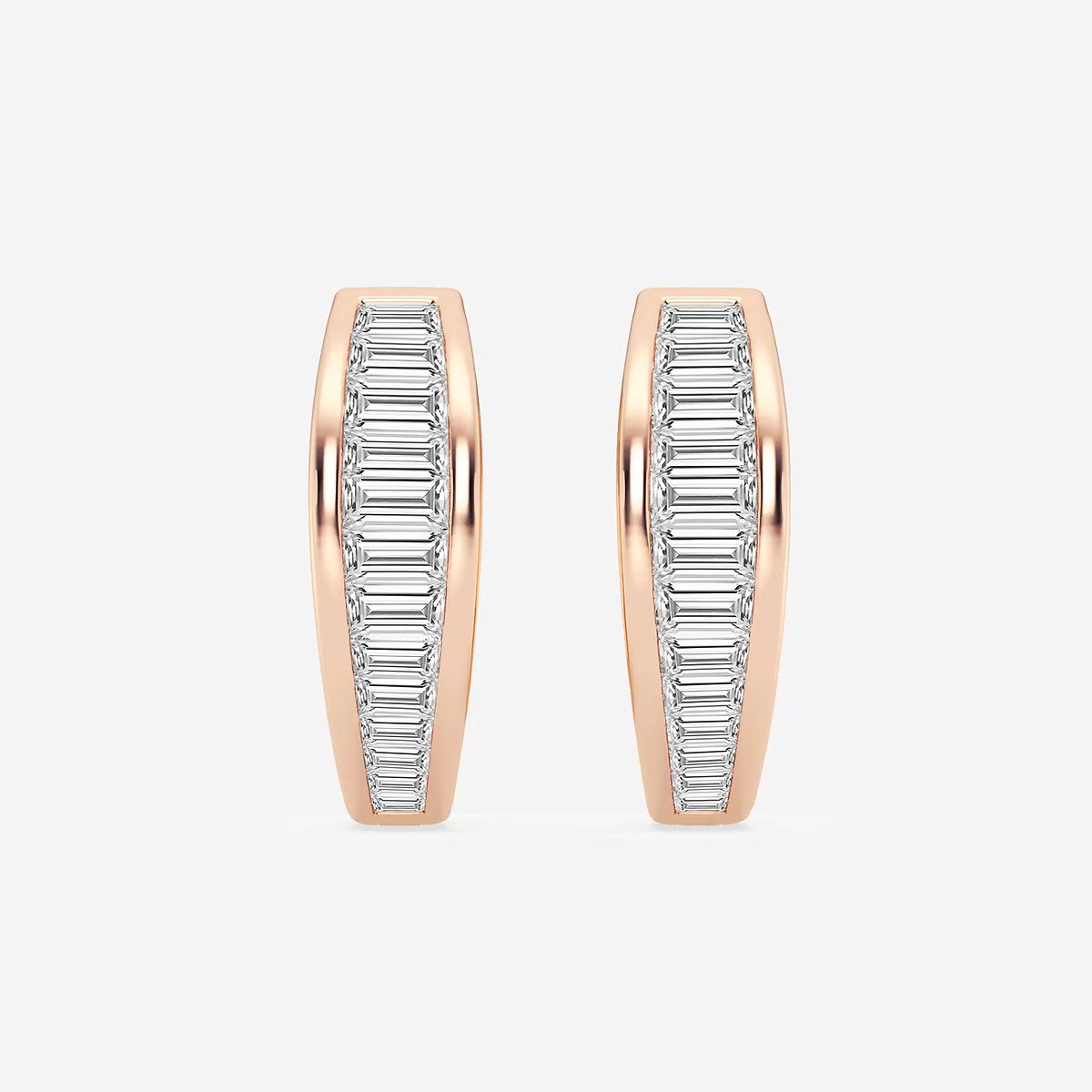5/8 ctw Baguette Lab Grown Diamond Huggie Hoop Earrings