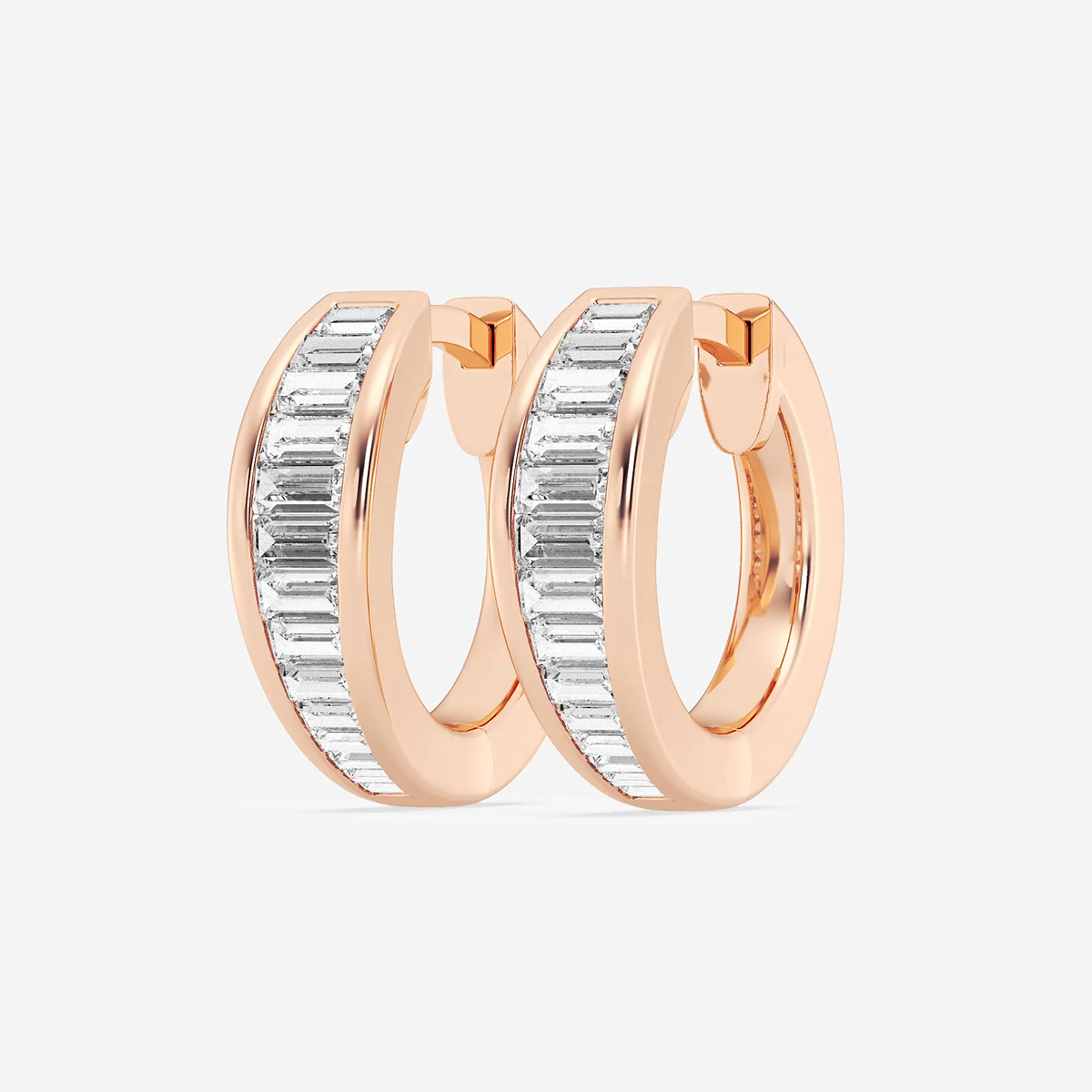 Additional Image 1 for  5/8 ctw Baguette Lab Grown Diamond Huggie Hoop Earrings