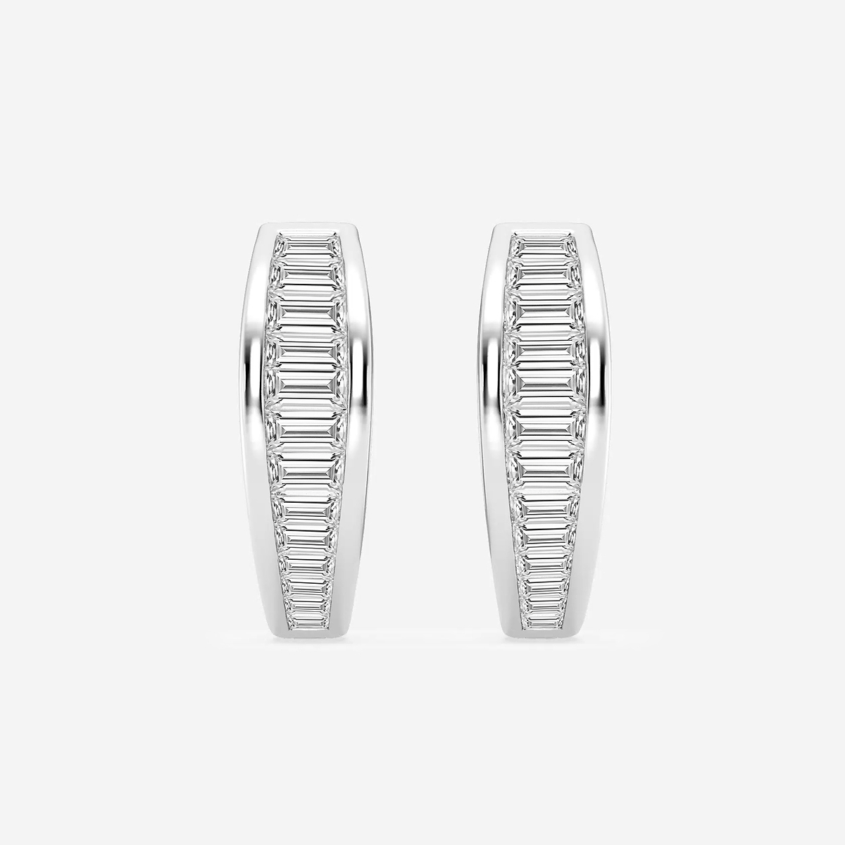 5/8 ctw Baguette Lab Grown Diamond Huggie Hoop Earrings Platinum