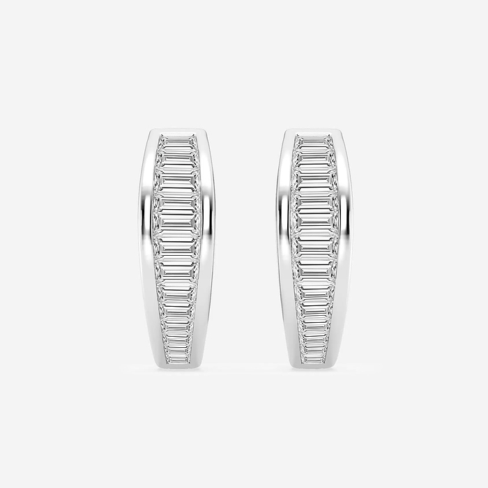 Baguette Huggies - 5/8 ctw Baguette Lab Grown Diamond Huggie Hoop Earrings