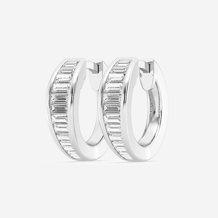 Baguette Huggies - 5/8 ctw Baguette Lab Grown Diamond Huggie Hoop Earrings