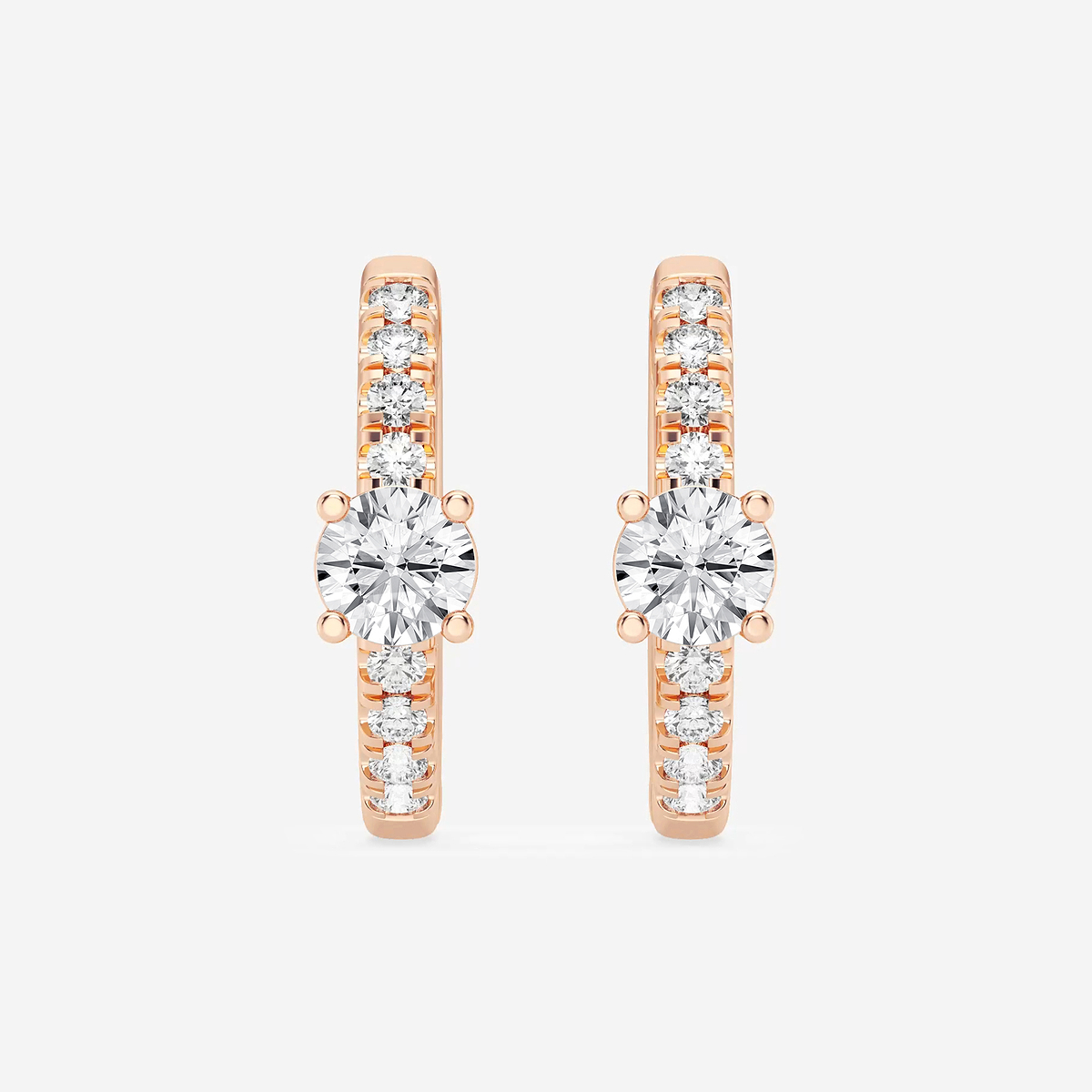3/4 ctw Round Lab Grown Diamond Petite Huggie Hoop Earrings