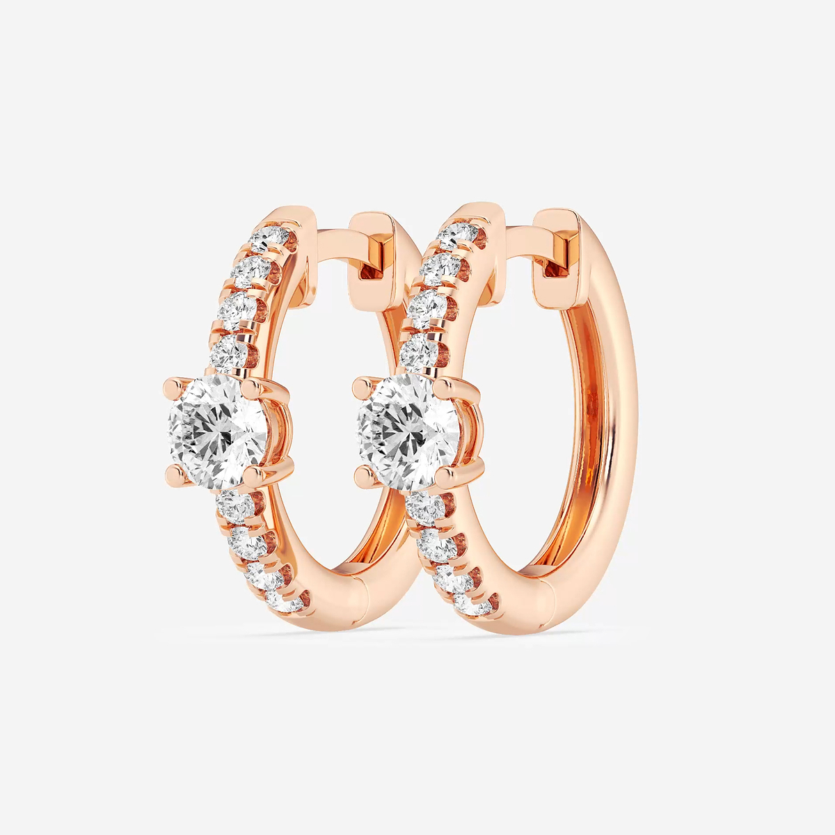 Additional Image 1 for  3/4 ctw Round Lab Grown Diamond Petite Huggie Hoop Earrings