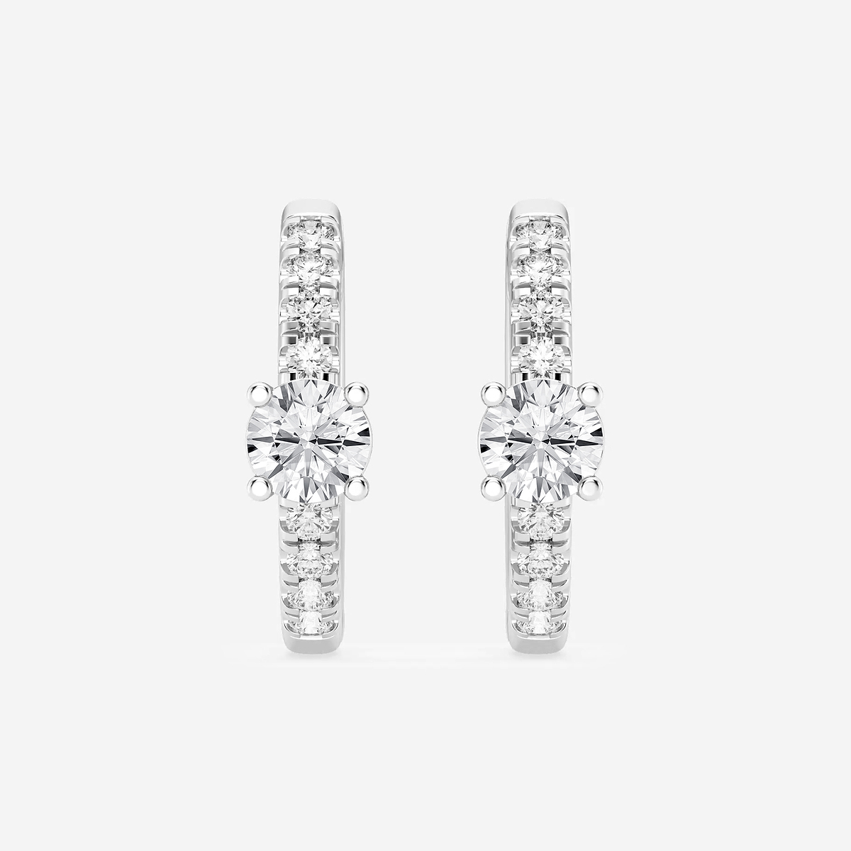 3/4 ctw Round Lab Grown Diamond Petite Huggie Hoop Earrings