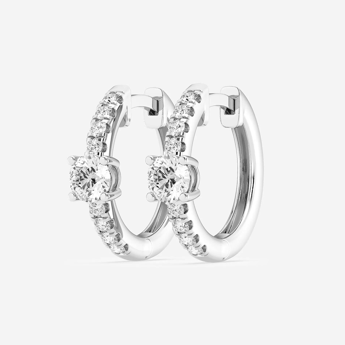 Additional Image 1 for  3/4 ctw Round Lab Grown Diamond Petite Huggie Hoop Earrings