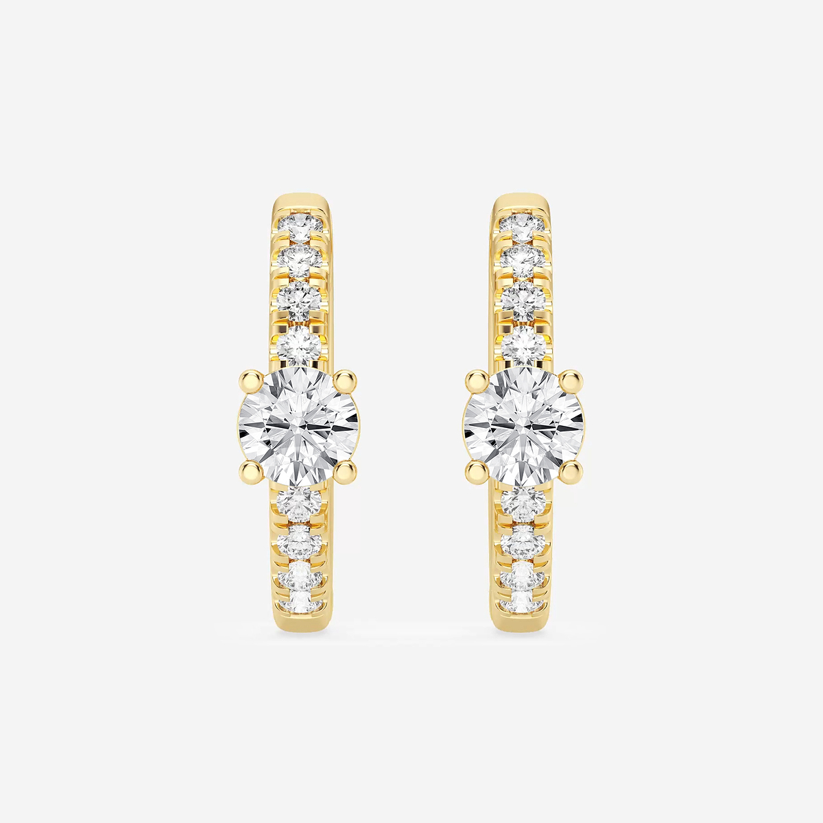 3/4 ctw Round Lab Grown Diamond Petite Huggie Hoop Earrings