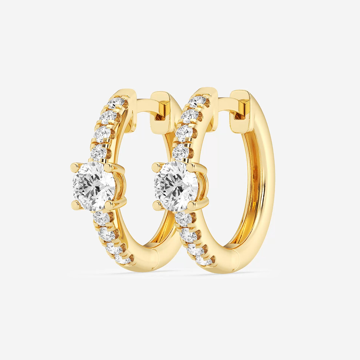 Additional Image 1 for  3/4 ctw Round Lab Grown Diamond Petite Huggie Hoop Earrings