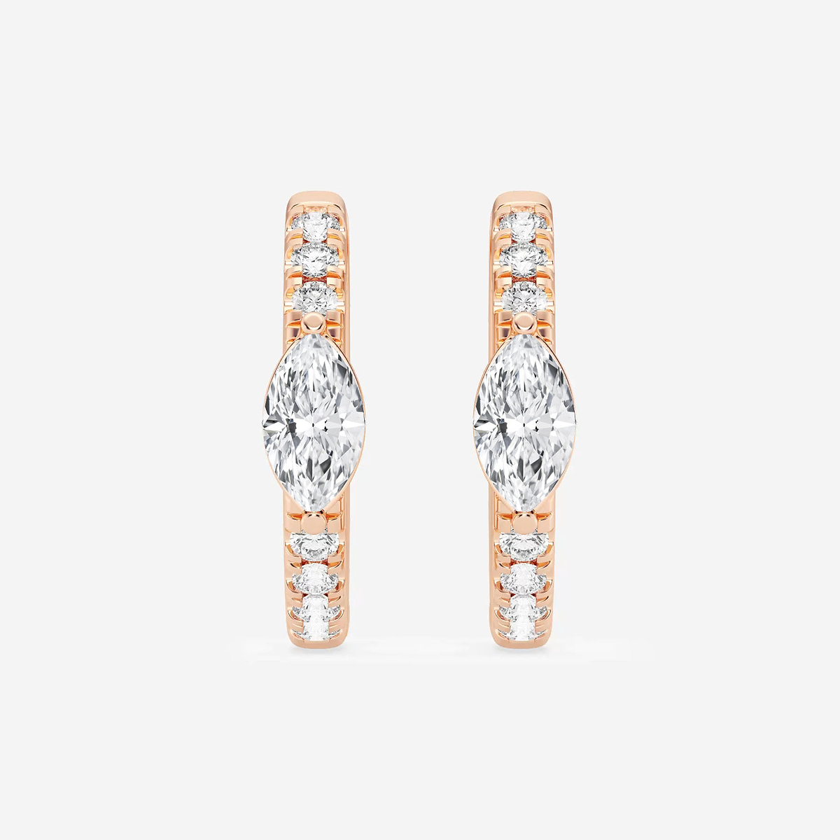 3/4 ctw Marquise Lab Grown Diamond Petite Huggie Hoop Earrings