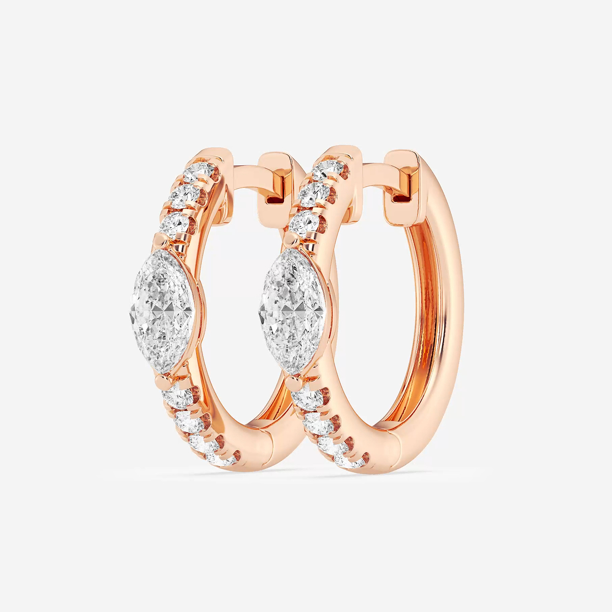 Additional Image 1 for  3/4 ctw Marquise Lab Grown Diamond Petite Huggie Hoop Earrings