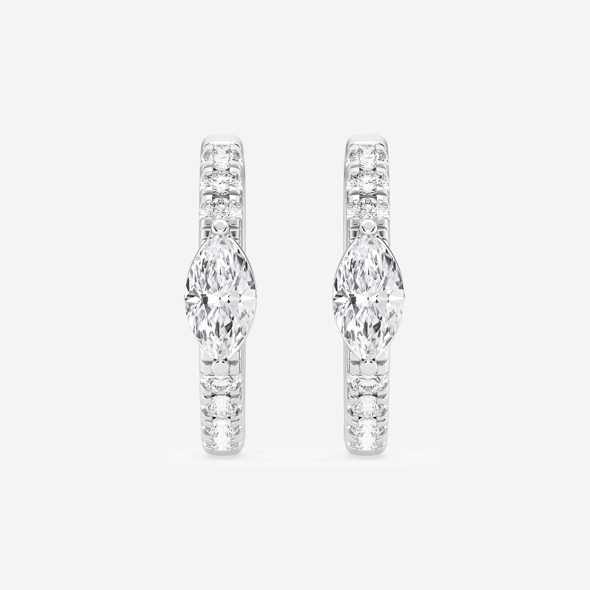 3/4 ctw Marquise Lab Grown Diamond Petite Huggie Hoop Earrings