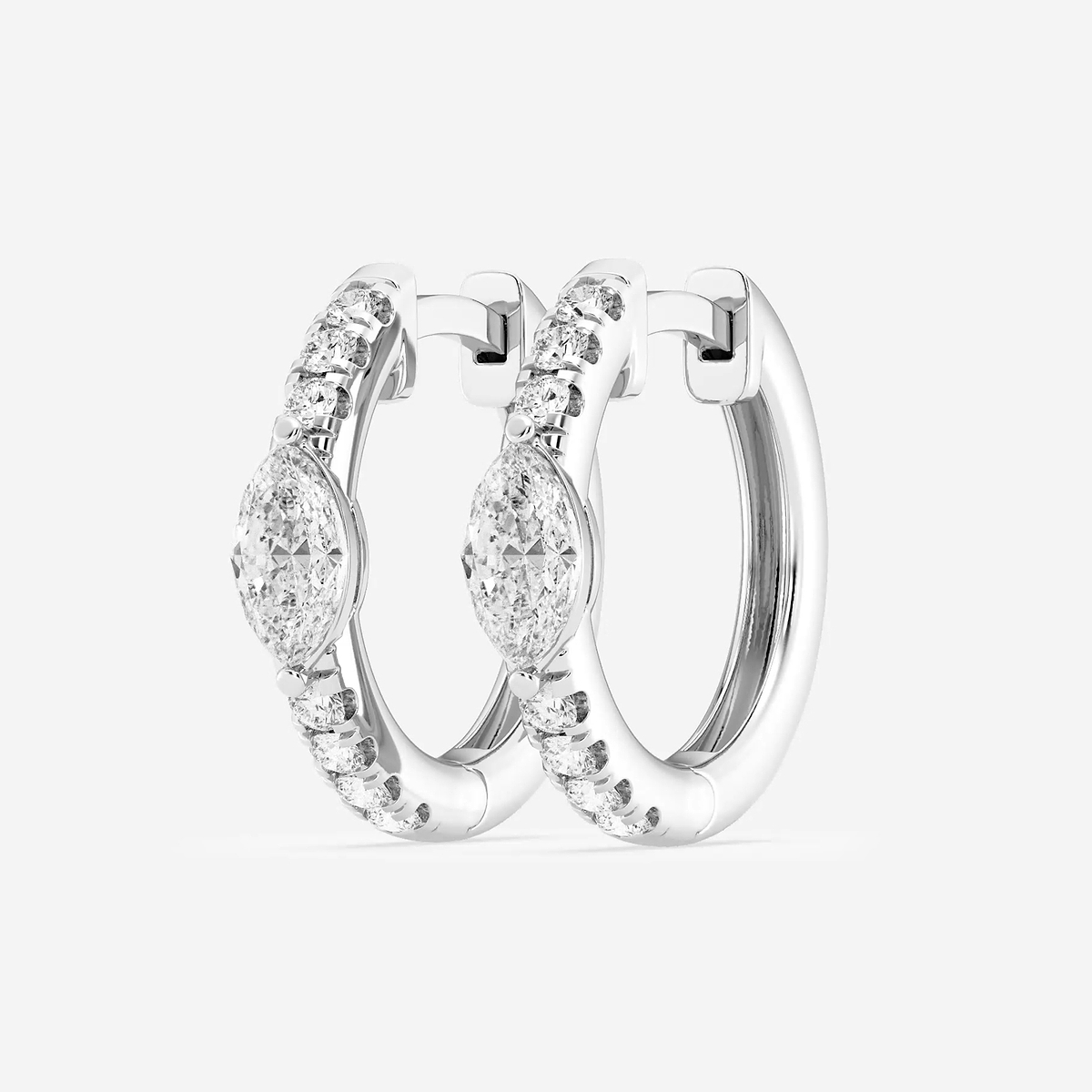 Additional Image 1 for  3/4 ctw Marquise Lab Grown Diamond Petite Huggie Hoop Earrings