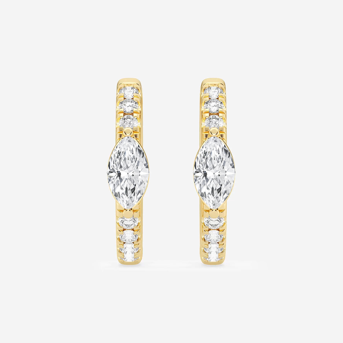 3/4 ctw Marquise Lab Grown Diamond Petite Huggie Hoop Earrings