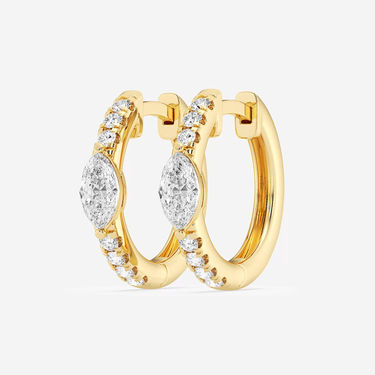 Additional Image 1 for  3/4 ctw Marquise Lab Grown Diamond Petite Huggie Hoop Earrings