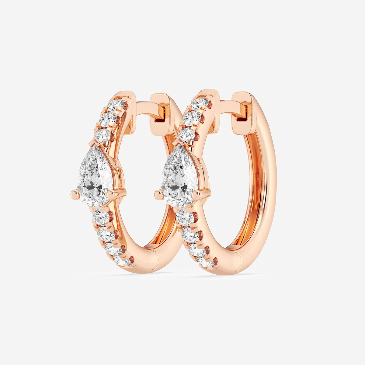 Additional Image 1 for  3/4 ctw Pear Lab Grown Diamond Petite Huggie Hoop Earrings
