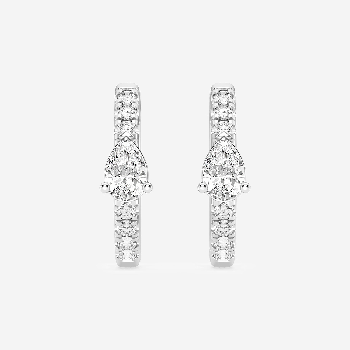 3/4 ctw Pear Lab Grown Diamond Petite Huggie Hoop Earrings