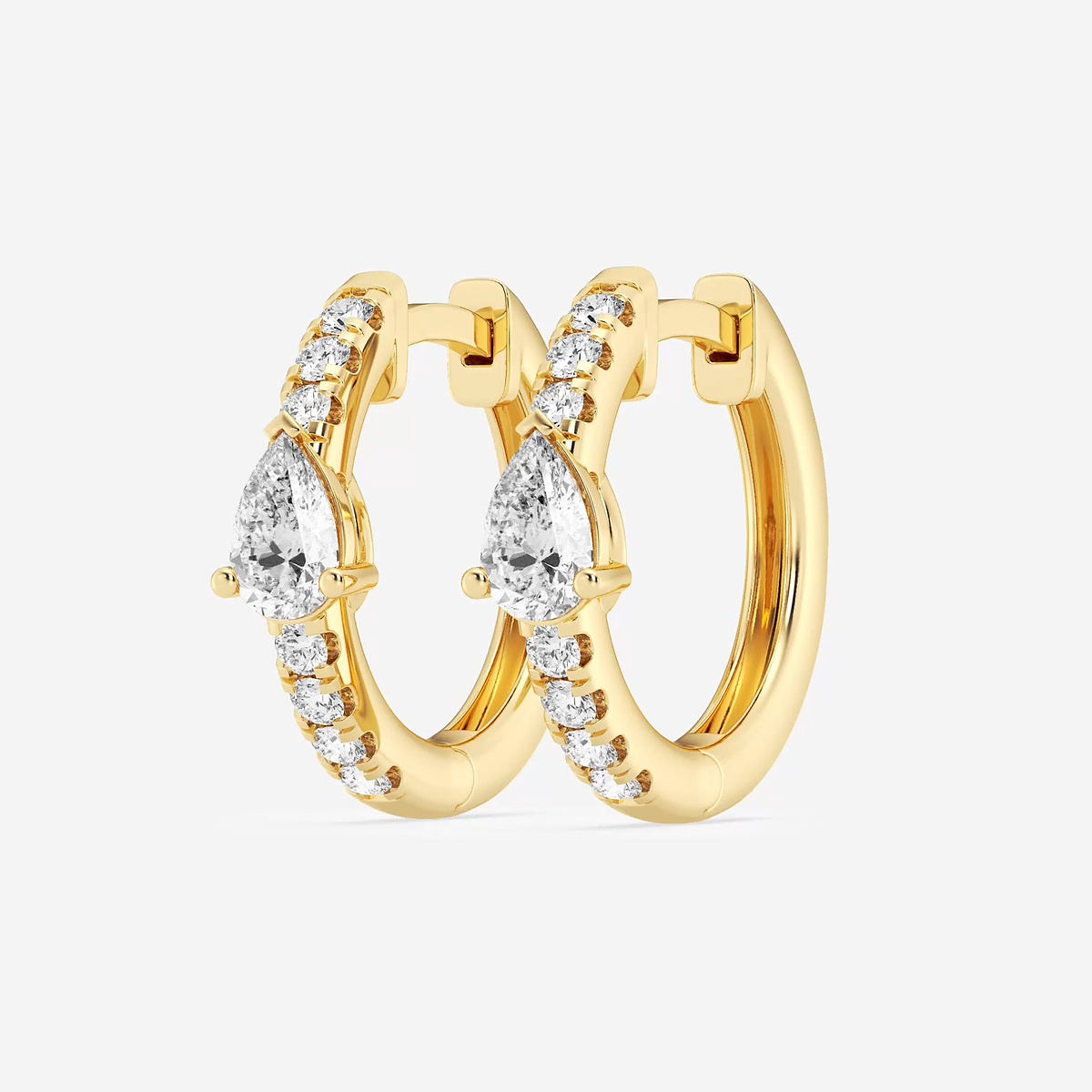 Additional Image 1 for  3/4 ctw Pear Lab Grown Diamond Petite Huggie Hoop Earrings