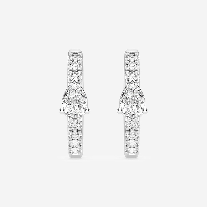 Petite Huggies - 3/4 ctw Pear Lab Grown Diamond Petite Huggie Hoop Earrings
