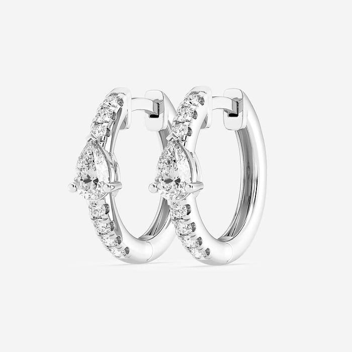 Petite Huggies - 3/4 ctw Pear Lab Grown Diamond Petite Huggie Hoop Earrings