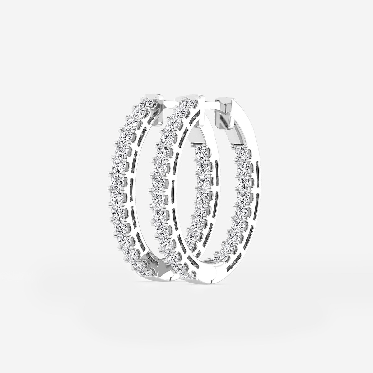 Additional Image 1 for  2 ctw Princess Lab Grown Diamond Hoop Earrings