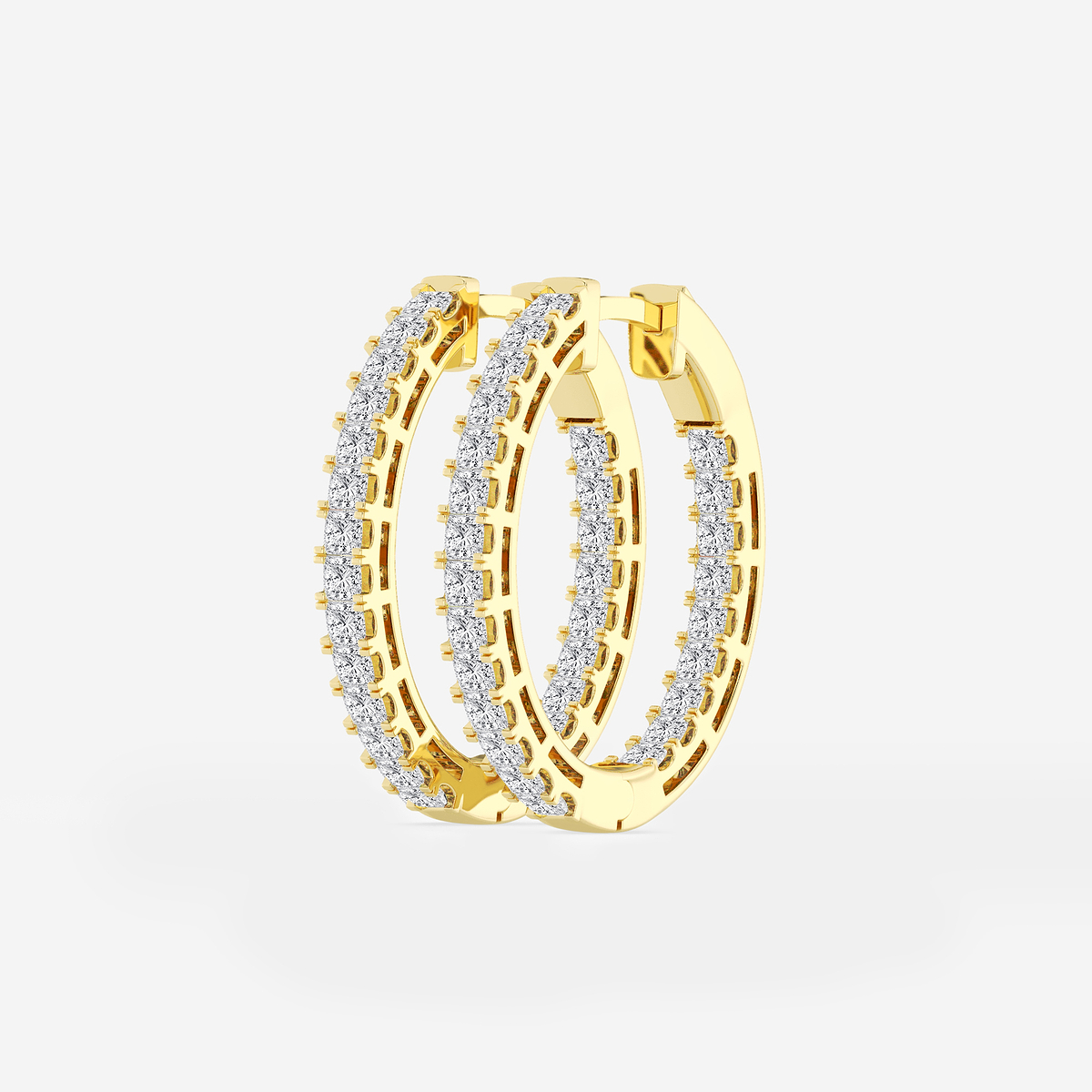 Additional Image 1 for  2 ctw Princess Lab Grown Diamond Hoop Earrings