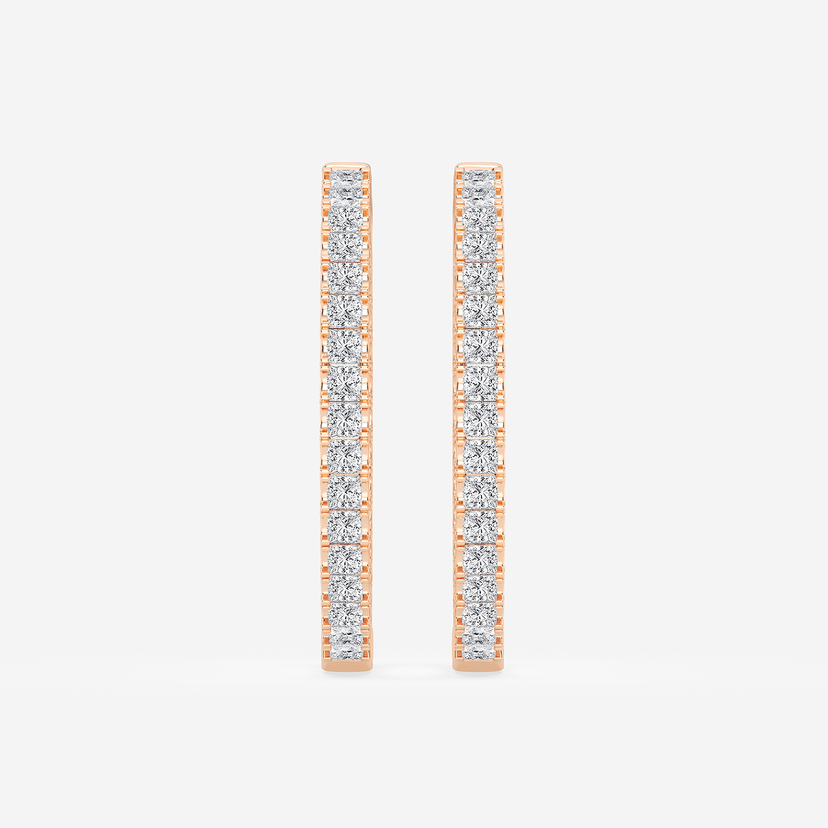 3 ctw Princess Lab Grown Diamond Hoop Earrings