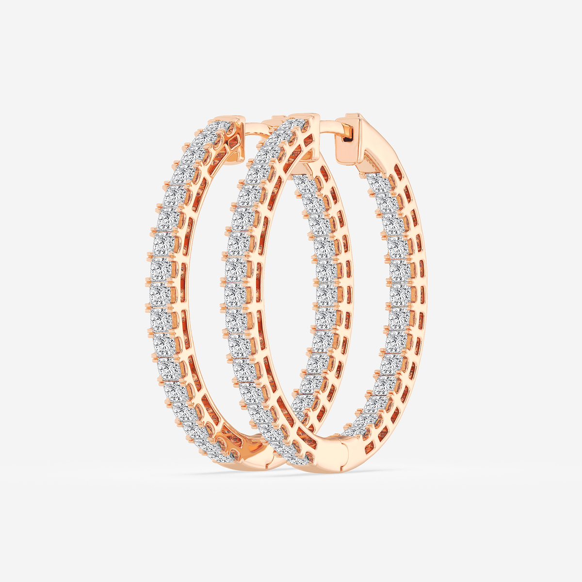 Additional Image 1 for  3 ctw Princess Lab Grown Diamond Hoop Earrings
