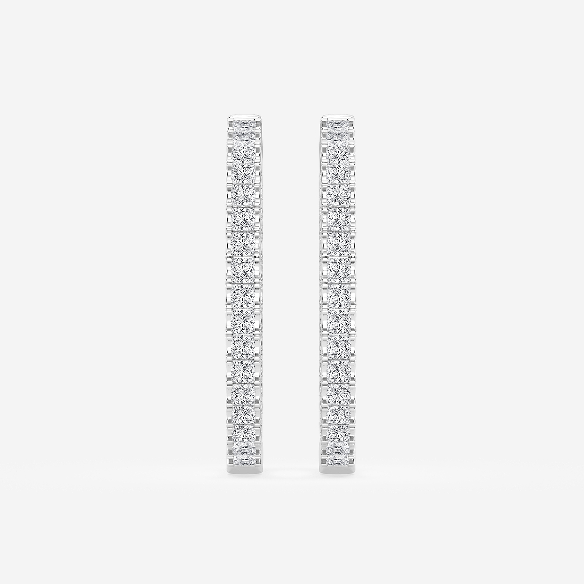 3 ctw Princess Lab Grown Diamond Hoop Earrings