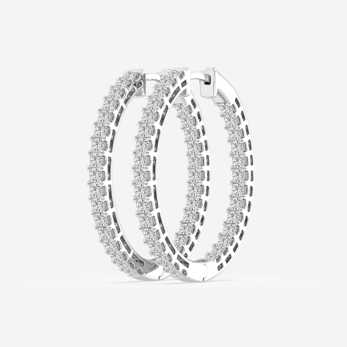 Additional Image 1 for  3 ctw Princess Lab Grown Diamond Hoop Earrings