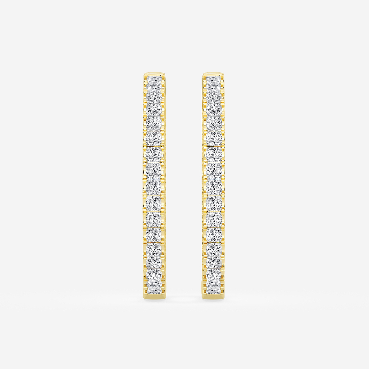 3 ctw Princess Lab Grown Diamond Hoop Earrings